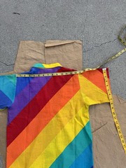 Vtg Langtry Rainbow Pride Button Short Sleeve Shirt Womens S Made In USA Tag 7/8