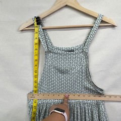 All That Jazz Pinafore Dress 5/6 Green Floral Vintage 90s Rayon Cottagecore
