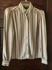 Vintage Women’s PATTY WOODARD Blouse Top Green Red Striped 1970’s Size S