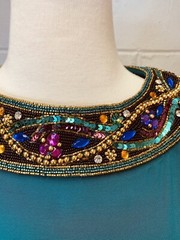 Niteline Della Roufogali Emerald Green Dress Cocktail Sz 4 Petites 80s Jeweled