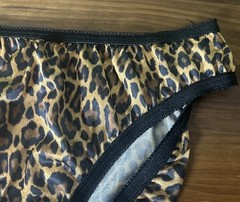 Vtg BIKINI Panties FULL FIGURE PETRA FASHIONS M Leopard Print Nylon Second Skin