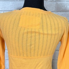 Vtg Arizona Womens Y2K Half Sleeve Babydoll Henley Top Large Gold Bella Swan
