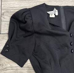 Robbie Bee Vintage Black Polyester Wool Dress Shoulder Pads Size 4