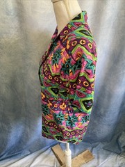 Vtg Accordeon 80s 90s Rayon Abstract Geometric Floral Shirt S Shoulder Pads Rave