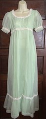 60s 70s Mint Green Dotted Swiss Empire Waist Maxi Dress