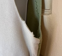 Vintage Classic 60s A-line green cream Embroidered linen? sleeveless dress Small