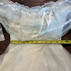 Vintage 70s Dance Allure Alfred Angelo Boho Prairie Lace Ruffle Wedding Gown XXS