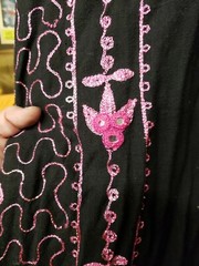 Ramona Rull Dress Pakistan Ethnic Boho Mirror Work Pink & Black Vintage