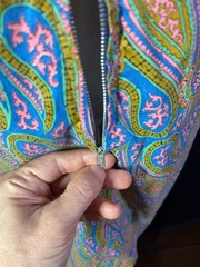 Vintage 1970s Homemade Housedress Zip Back Paisley Pockets Ric Rac Trim