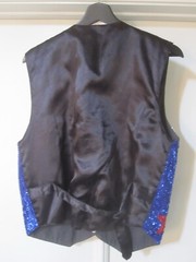 VINTAGE WOMENS RED WHITE & BLUE SEQUIN PATRIOTIC USA STAR VEST SZ M FREE SHIP!