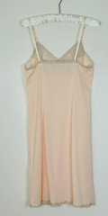 Vintage Vanity Fair Peachy Pink Slip Lace Nylon Feminine Demure Lingerie 70’s 34