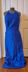 Vintage Alfred Angelo Blue Iridescent Taffeta Halter Dress Size 15/16
