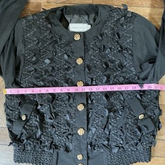 80s VINTAGE Size 10 Howard Wolf Black Ruffle Jacket USA Made Bomber Gold #21714