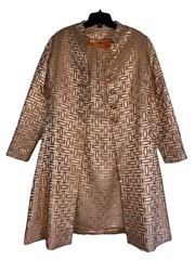 1960s MALCOLM STARR DESIGNER Vintage Metallic Jacquard Mod Dress + Jacket Set SM