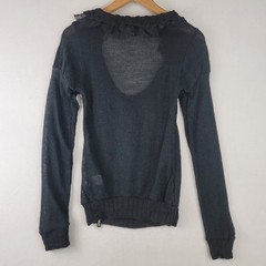 Killah Spikes Pullover Vintage Mohair Blend Ruffle Neck Sweater Black Medium