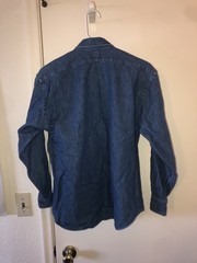 VTG Ralph Lauren 90s Button Down Denim Shirt Nautical Embroidered Crest Flag 8