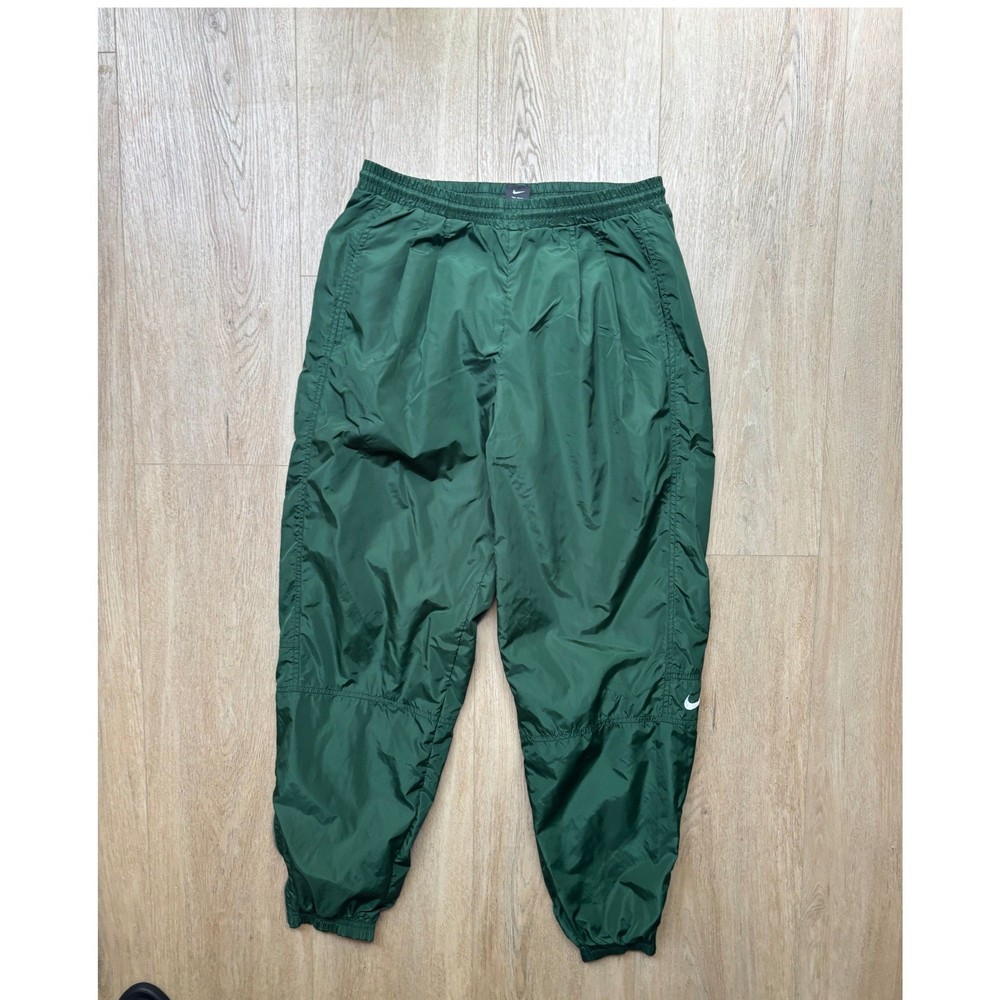 Nike Team Vintage Green Nylon Windbreaker Track Pants Mesh Lined 90s Womens M