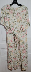 90s VTG More Jazz Floral Midi Dress Tie Back Cottagecore Boho Pleated Roses 3XP