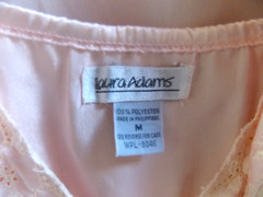 VTG LAURA ADAMS WOMENS PEACH SATIN POLYESTER LACE NIGHTGOWN & PEIGNOIR ROBE M