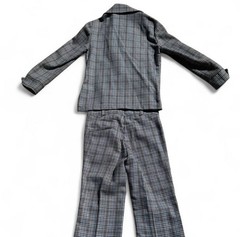 Vintage 70s Houndstooth Suit Set XXS XS Petite Blazer Jacket High Waist Pants