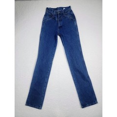 Rockies Jeans Women 25 Blue High Waisted Western Yoke Slim Straight Leg Vintage