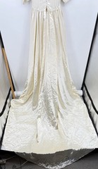 1930s Wedding Bridal Gown Ivory Liquid Satin & Embroidered Lace Train Handmade