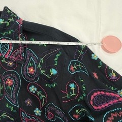 Vintage Units Navy Blue Embroidered Paisley Floral Button Front Jacket