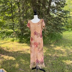 Vtg 90s/Y2K Virgo Petite Whimsigoth Floral Lace Fringe Dress 16P (Union Made)