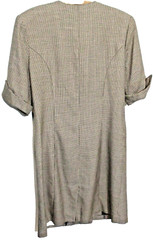 Vintage Positive Influence Tan/Black Check Shoulder Pads Work Wear Dress 12 EUC