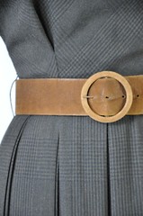 50s Vintage Teal Traina Brown Tartan Plaid Wool Pleated Suede Belt Dress Women S