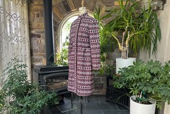 Vintage 1970s Maroon and Gray Textured Double Knit Coat Domani Knits