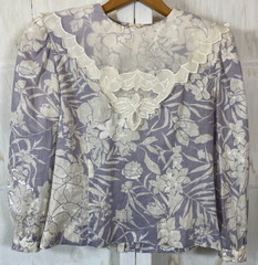 Vintage Cottage Core 80s 2 Piece Lavender Bib Lace Collar Suit Dress Coquette