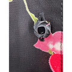 Carol Anderson Floral Blouse Women 16 Black Pink Rose Sheer Rayon Cottagecore