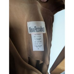 Nina Piccalino Vintage Faux Suede Giraffe Embroidered Jumper Dress Tan Size 10