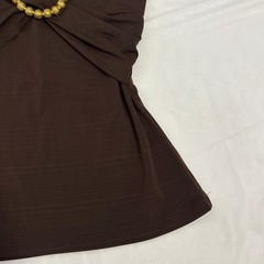 CANDIES super elegant vintage Y2k brown draped top with gold metal detailing
