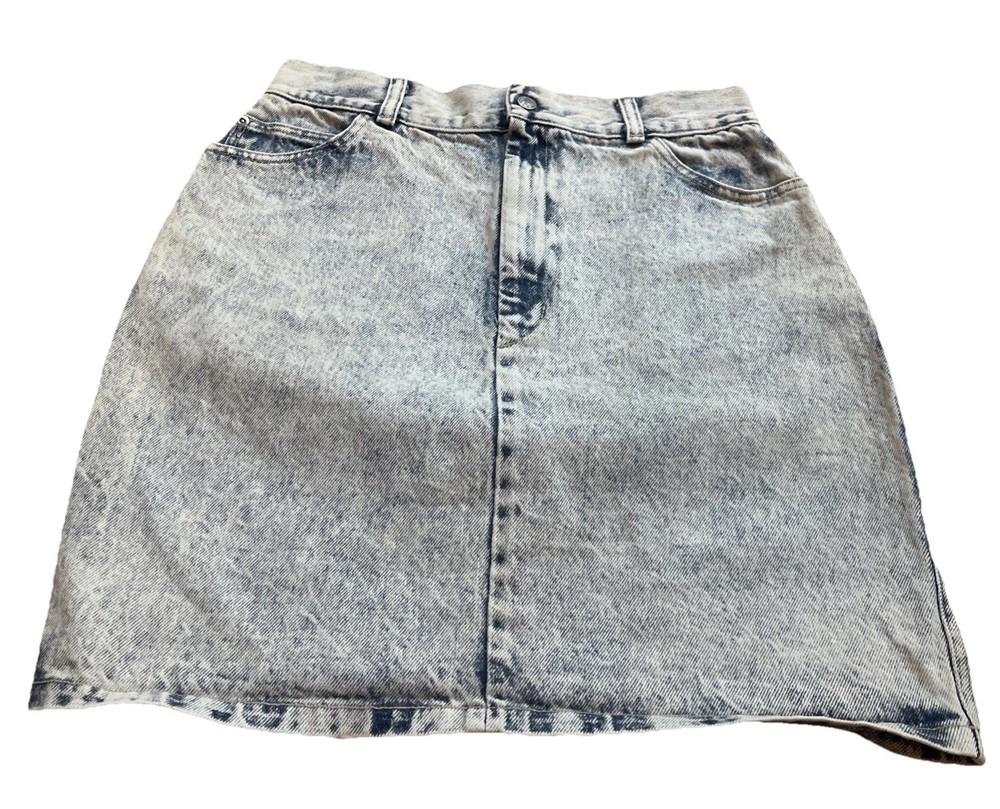 Vintage Denim Blue Acid Wash Wear Skirt 80s 90s Retro Women’s 13/14