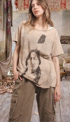 Blue Velvet vintage Style Anthropologie Distressed boho t-shirt Tunic Top Xl New