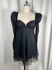 Vintage David Howard Climax Karen Okada Black Lace Gothic Dress Vampire 7/8 FLAW