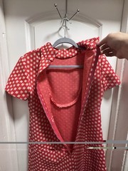 True Vintage Red Pink Polyester Dress, 30 Inch Waist