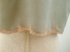 1930s Silk Chiffon Bed Jacket with Blush Lace | Antique Boudoir Blouse-Aqua