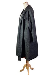 Vintage 40s Cee-Dee Trademark Open-Front Swing Coat Long Black Pockets *Flaws