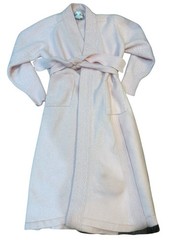 Mollie Parnis 70’s Long Baby Pink Lamb Wool and Rabbit Hair Belted Robe Rare