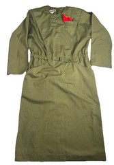 Vintage Ned Gourd Military Style Green Dress Midi Women’s Tag Size 12 Retro