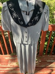 Vintage Kari’s Korner Size 20 Houndstooth Sailor Collar Embroidered Dres USA
