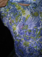 Vintage 1950’s Blue Green Gray Yellow Silk Dress by Roseweb ML