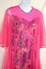 Vintage Sterling Sophisticates 2 in 1 Multicolor Pink Floral Lounger Robe Sz-Sm
