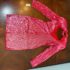 Vintage 80s NiteLine Red Sequin sexy Dress Deadstock Sz 10 NOS party cocktail