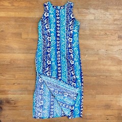 Vintage Hawaiian Dress Size Medium 1990s Floral Pineapple Print Rayon Maxi