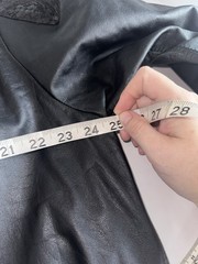 G-III Women’s Leather Jacket Black Embossed Suede Accents Shoulder Pads Medium
