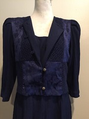 Miss Dorby Dress, Petite SZ 12P, Tie Back, Crochet Shoulder pads Zip Vintage 80s